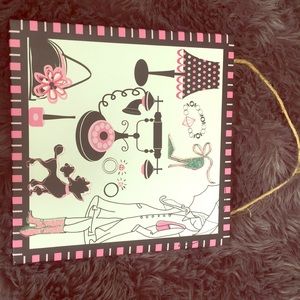 Girly pink and black sparkly decor hangup